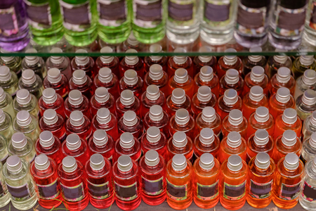 View of perfume for spa on shelf. Top view.の写真素材