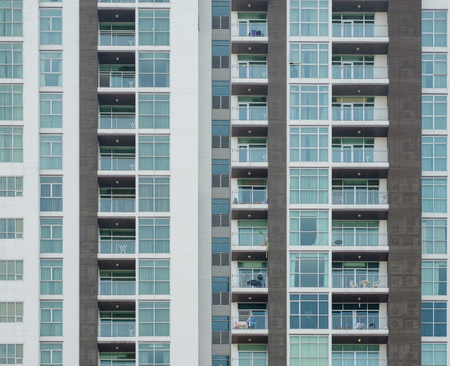 Exterior view of apartment building.の写真素材
