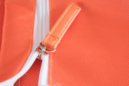 View of zipper of shoulder bag.の写真素材