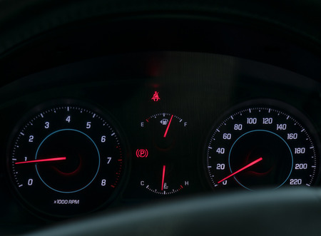 View of car dashboard.