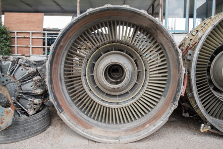 View of old engine of airplane.