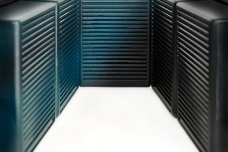 View of old sound speaker on white paper background.の写真素材