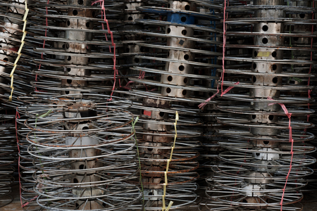 View of pile of old empty film reels.の写真素材