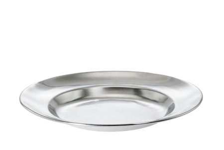 Stainless plate on white background.の写真素材