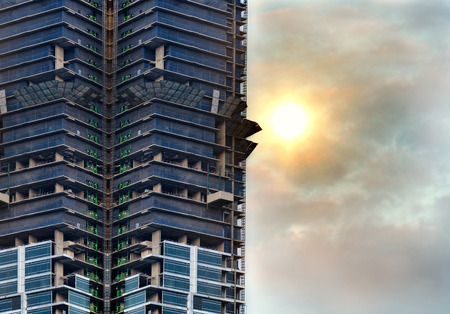 Exterior view of building on the unfinished in the construction site.の写真素材