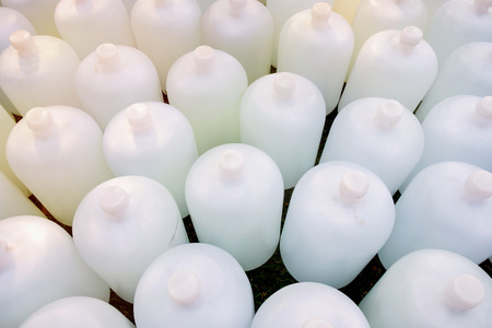 View of plastic bottle container on grass.の写真素材