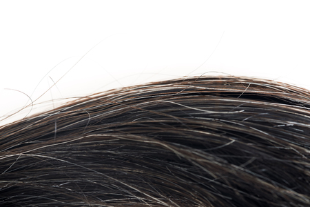 Close up old man hairs with copy space on white background. Selective focus.の写真素材