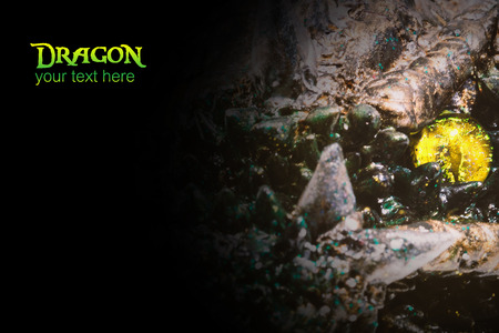 Close up dragon eye on black background with copy space. Resin craft and clay craft.の写真素材