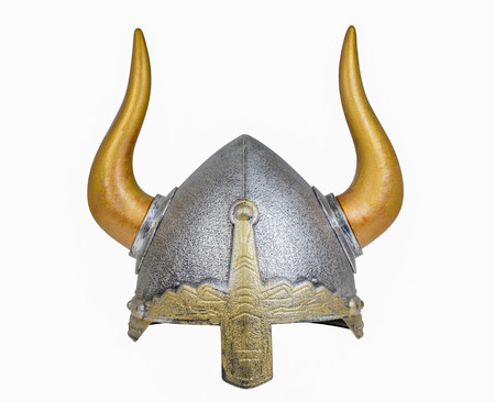 Viking helmet on white background.の写真素材