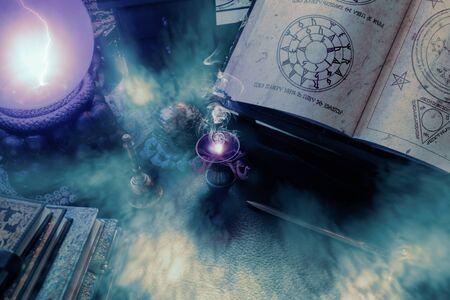 Top view of  the dark ritual room.の写真素材