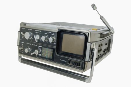 Old small television on white background.の写真素材