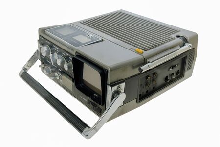Old small television on white background.の写真素材