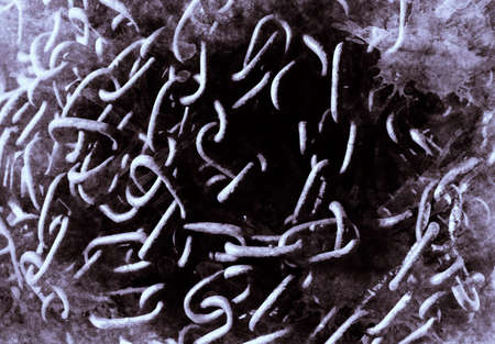 Abstract of old and dirty pile of chain. Digital paint. Watercolor style.の写真素材