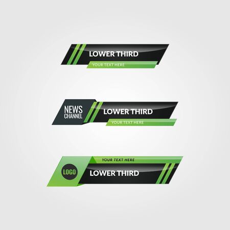 modern green lower third set vector designのイラスト素材