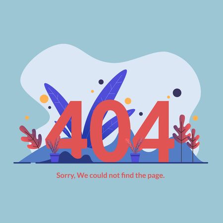 404 error page flat style for websiteのイラスト素材