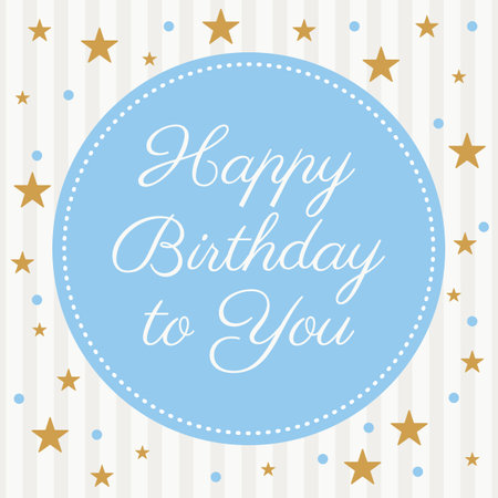 Birthday card with happy birthday to you and stars ornamentのイラスト素材