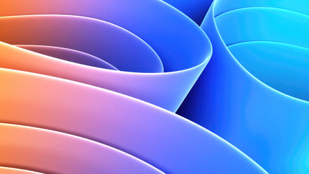 Abstract gradient curved shapes background. Modern 3d beautiful wallpaper illustrationの写真素材