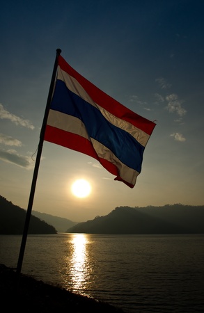Flag of Thailand waving in the wind の写真素材