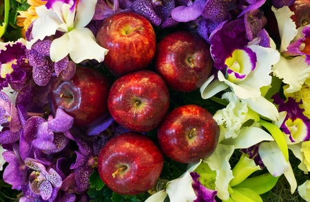 Apples and  flowersの写真素材