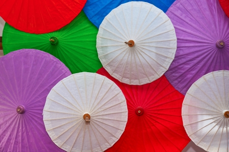 Colourful umbrellas abstract backgroundの写真素材