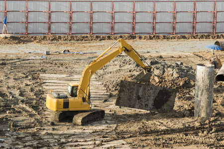 excavator in construction site