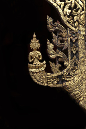 Native Thai style carving decorated at the temple in Thailandの写真素材