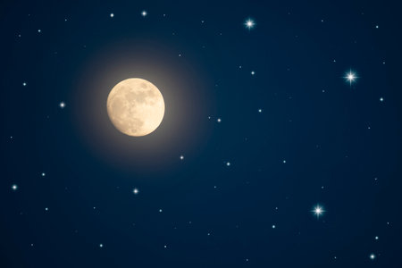 Night sky with Moon and stars.の写真素材