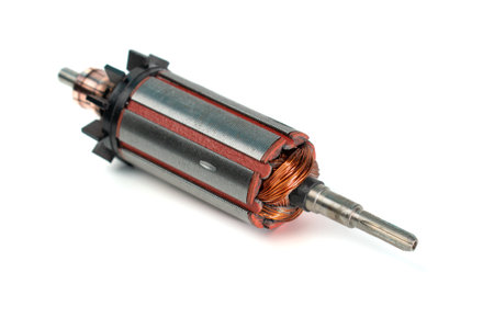 Rotor or of anchor electric motor closeup, isolated on white backgroundの写真素材