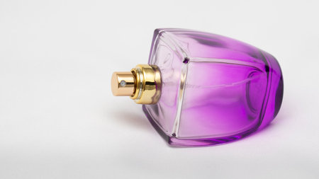 Image of elegant perfume bottle. back light photo. vintage filtered imageの写真素材