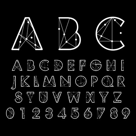 alphabetic fonts and numbersのイラスト素材