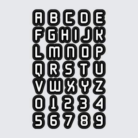 alphabetic fonts and numbers のイラスト素材
