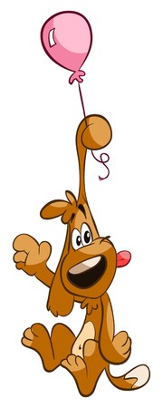 dog floating on balloonのイラスト素材