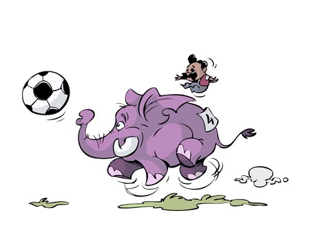 elephant is playing soccer with big ballのイラスト素材