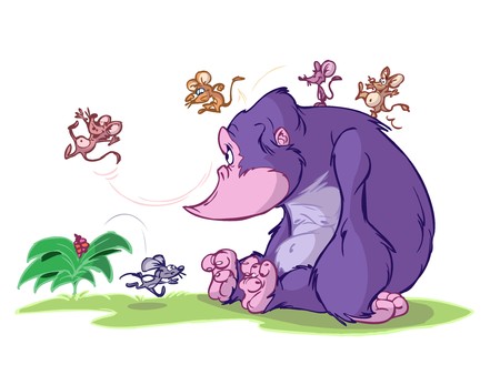 mouse playing on gorillaのイラスト素材