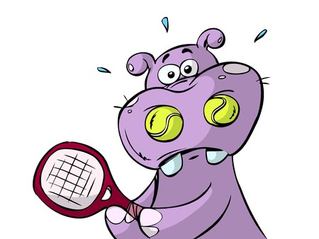 Hippo with two balls in noseのイラスト素材