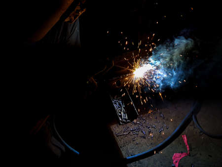 sparks during the welding processの写真素材