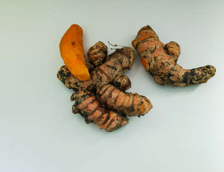 turmeric photo with white backgroundの写真素材