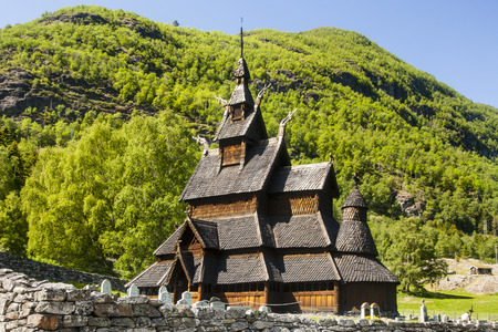 ancient church, stavkirke in Norway, Borgundの写真素材