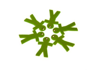 A cercle of green puppets の写真素材
