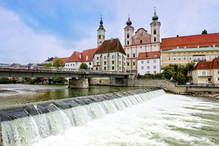 Waterfalls in town center