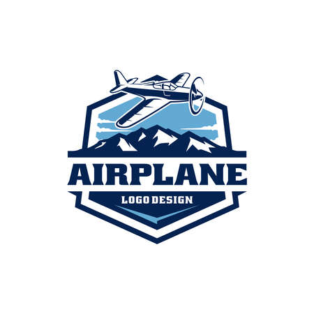 Light small airplane design. Airplane Club or Travel Logo designのイラスト素材