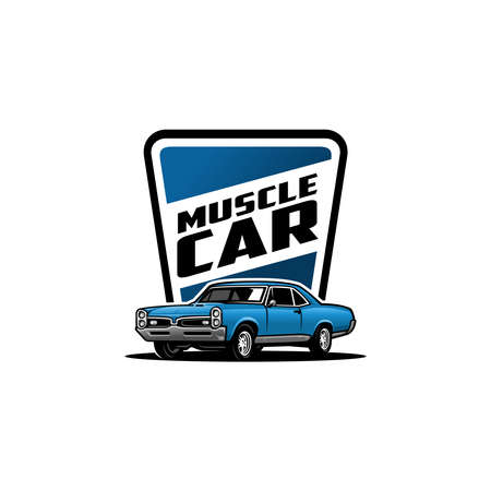 american muscle car logo vector with emblem styleのイラスト素材