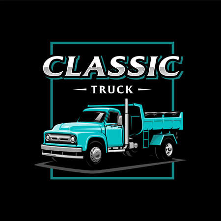 Classic pick up truck illustration  vectorのイラスト素材