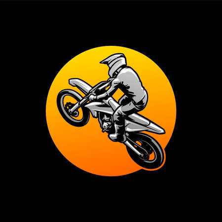 Jumping motocross action illustration vectorのイラスト素材