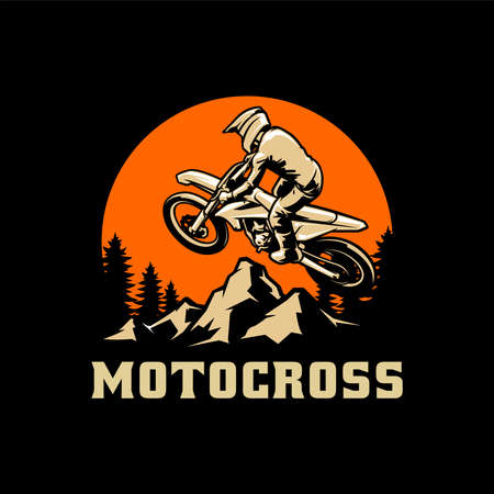 motocross action illustration vector isolatedのイラスト素材