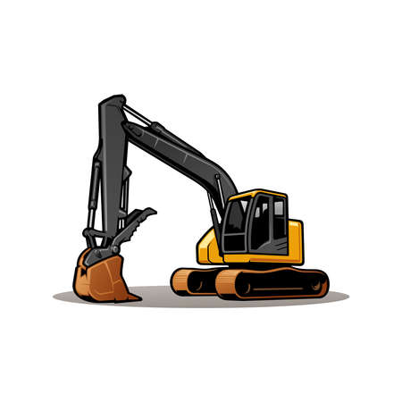 excavator heavy duty construction vectorのイラスト素材