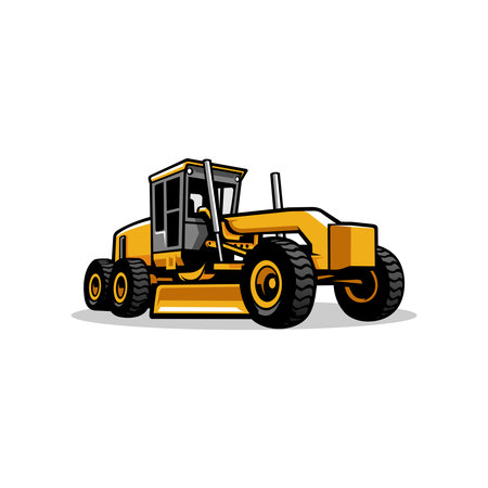 Motor grader. Heavy equipment vehicle illustration vectorのイラスト素材