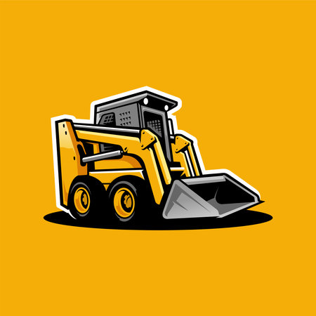 Skid steer loader heavy construction machine vectorのイラスト素材