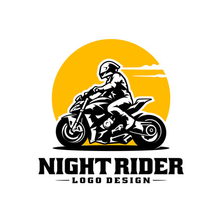 biker riding motorcycle logo vectorのイラスト素材