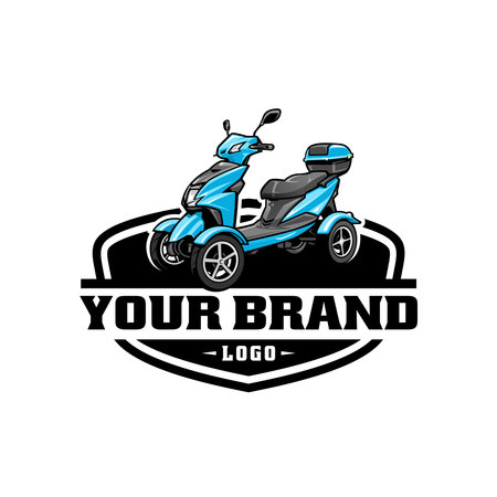 electric scooter three wheels moped logo vectorのイラスト素材